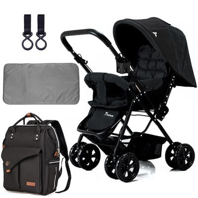 Teknum Reversible Look at Me Stroller w / t Diaper Bag & Hooks & Changing Pad - Black